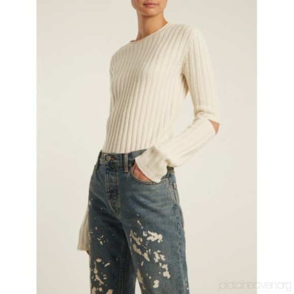 Helmut Lang Elbow Cutout Sweater Ivory 